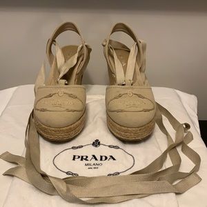 Wrap around wedge sandals